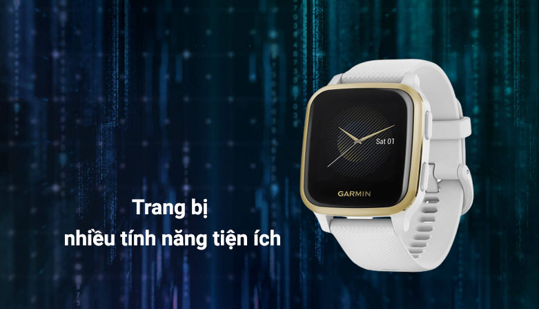 Đồng hồ thông minh Garmin Venu Sq, GPS, NFC, White/Light Gold, KOR/SEA_010-02427-81 | Trang bị nhiều tính năng tiên ích 