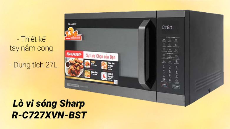 Lò Vi Sóng Sharp R-C727XVN-BST - 27L | Đảm bảo độ bền với lớp vỏ là từ chất liệu cao cấp