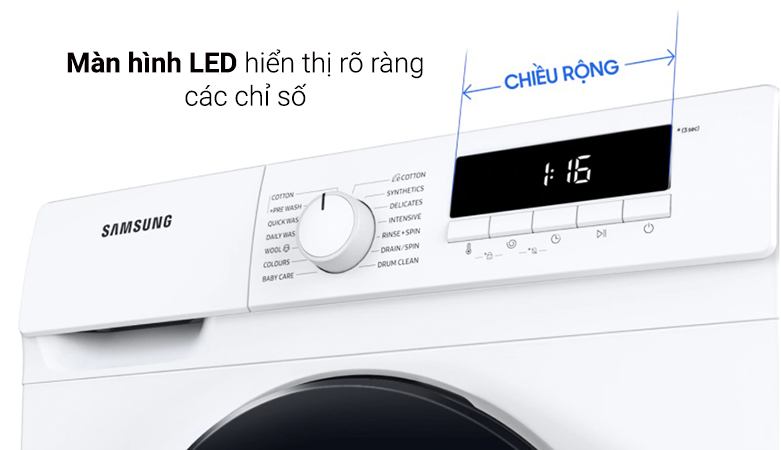 Máy giặt Samsung Inverter 8 kg WW80T3020WW/SV | Màn hình LED hiển thị rõ ràng