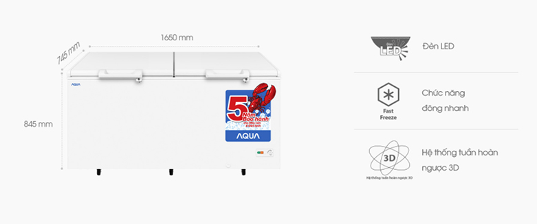Tủ đông Aqua AQF-435ED | Hỗ trợ nhiều tính năng tiện lợi