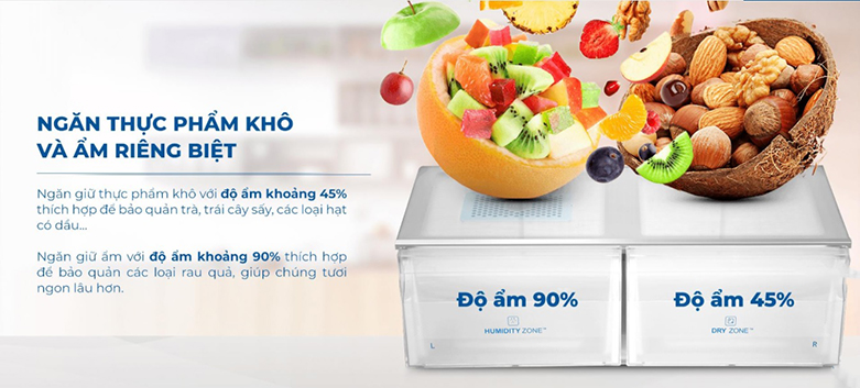 Tủ lạnh Aqua AQR-IGW525EM(GB) | Ngăn đựng thực phẩm khô và ẩm riêng biệt 
